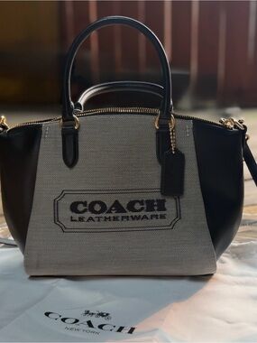 NWT Coach Leatherware Canvas & Leather Satchel Crossbody | Dust Bag Included